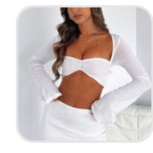 White Fox Boutique White Cutout Long Sleeve Crop Top